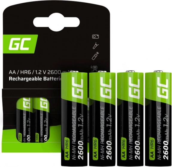 Green Cell AA R6 2600 mAh Rechargeable Batteries – set of 4 pcs