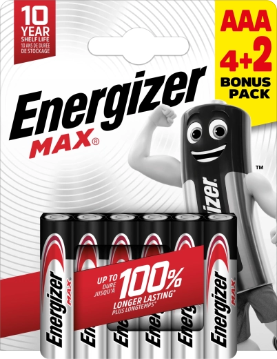 Energizer Max AAA šarminės baterijos 6 vnt. (4+2 nemokamai)