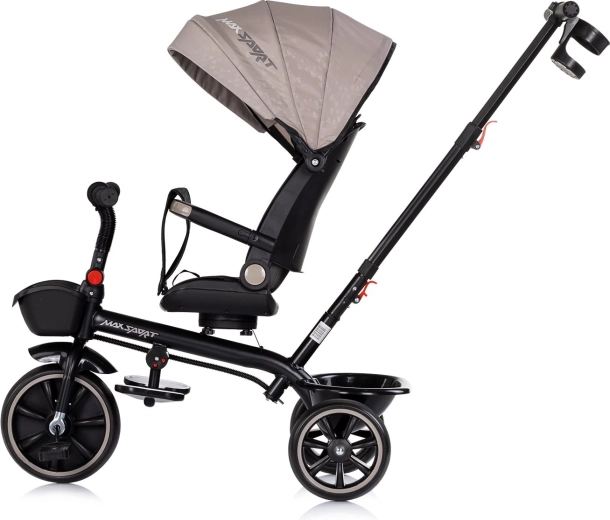 Stogelis su saulės skydeliu ir praktiški laikymo krepšeliai