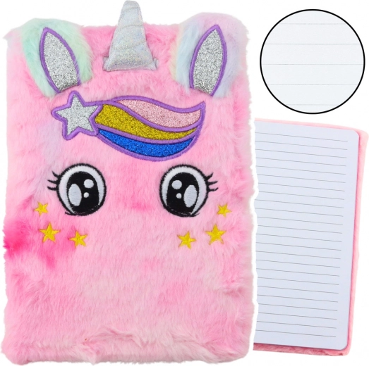Plush Notebook Pink Rainbow Unicorn