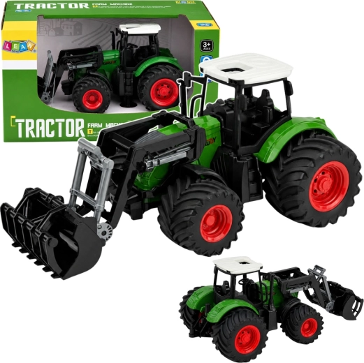 Farm Tractor with Front Loader 1:24, Rubber Wheels, Green