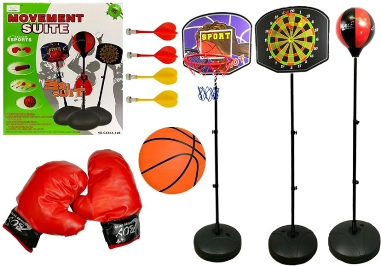 Children’s 3-in-1 sports set – basketball, boxing and magnetic darts