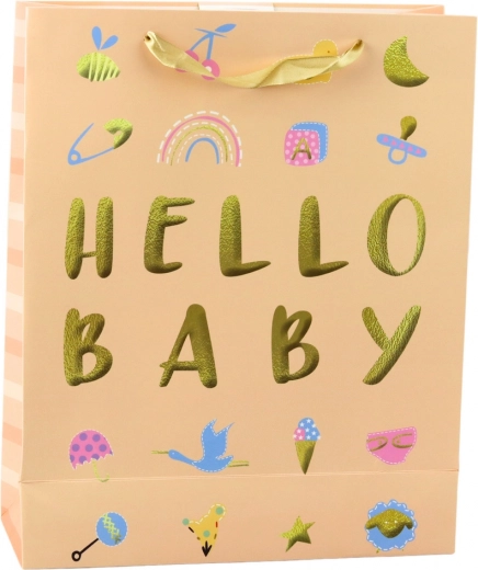 Dovanų maišelis vaikui Hello Baby, persikinis