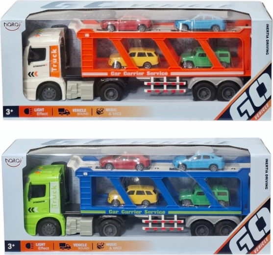 Double-decker car carrier transporter with light and sound (tow truck)