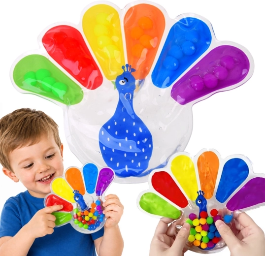Sensorinis gniuždomas fidget žaislas povas su spalvotais kamuoliukais – 1 vnt.