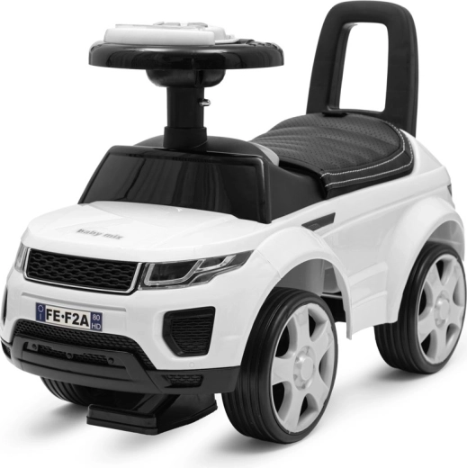 Vaikiškas pasispiriamasis Baby Mix Prime SUV baltas su odine sėdyne