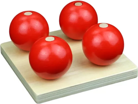 Wooden balls on pegs, red - 1 piece