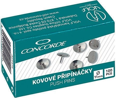 Metalinės smeigtukės CONCORDE, 100 vnt., mažos
