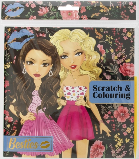 Išgramdymo ir spalvinimo knygelė BESTIES mergaitėms, 20 × 20 cm