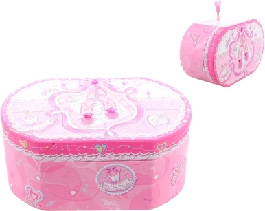 Rožinė muzikinė papuošalų dėžutė su balerina