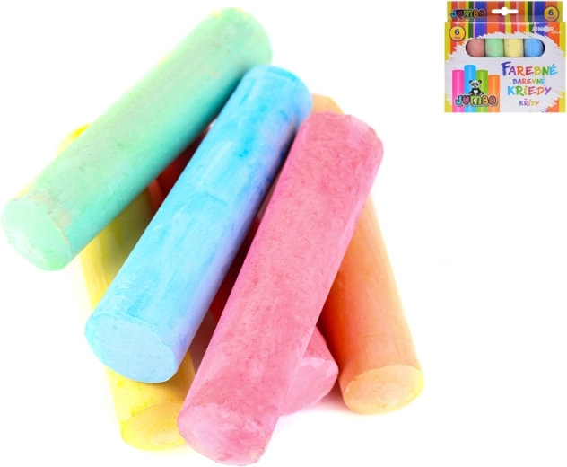 Spalvotos jumbo kreidelės vaikams 10 cm (6 vnt. rinkinys)