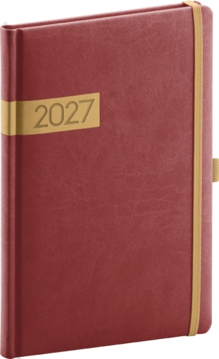 Notique savaitinis kalendorius Twill 2027 bordo–auksinis 15 × 21 cm