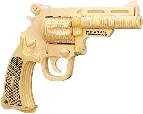 Woodcraft medinė 3D dėlionė pistoletas S&W, 106 detalės