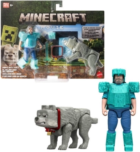 Minecraft Figures Steve and Wolf – Set of 2