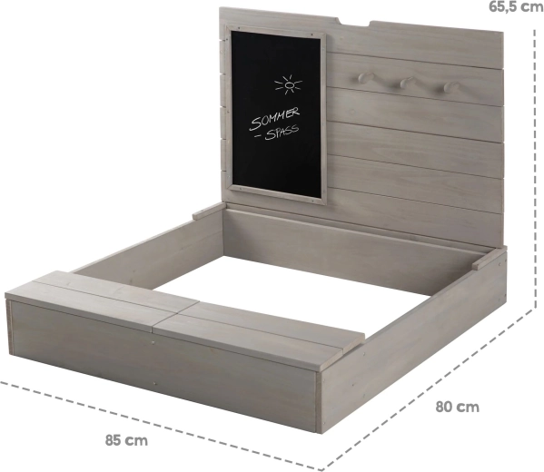 ROBA children's sandbox with storage compartment, lid and chalkboard