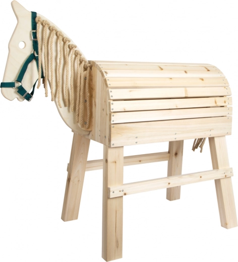 Wooden Practice Horse SMALL FOOT with Sisal Mane and Storage Space