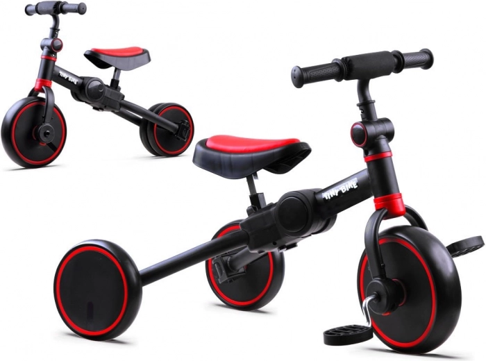 Tiny Bike 3 viename vaikiškas paspirtukas-dviratukas, triratukas ir balansinis dviratukas – Juoda