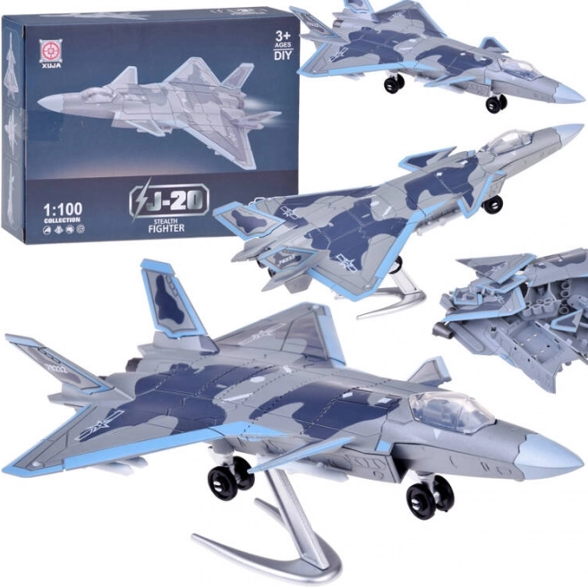 J-20 kovinio lėktuvo modelio konstruktorius 1:100