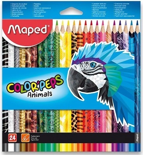 Spalvoti pieštukai MAPED Color'Peps Animals, 24 vnt.