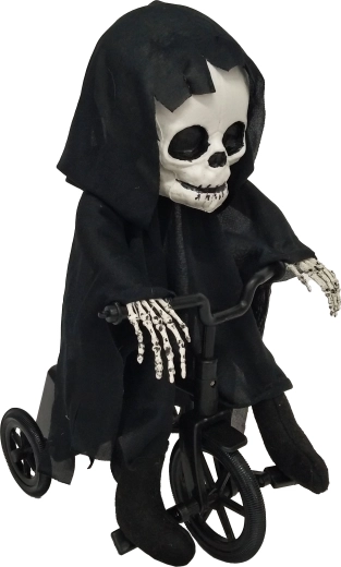 Party decoration: skeleton on a bicycle, 33 cm