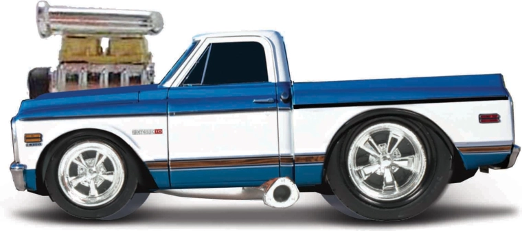 Maisto Muscle Machines Chevrolet C10 Pickup 1972 mėlynai baltas 1:64