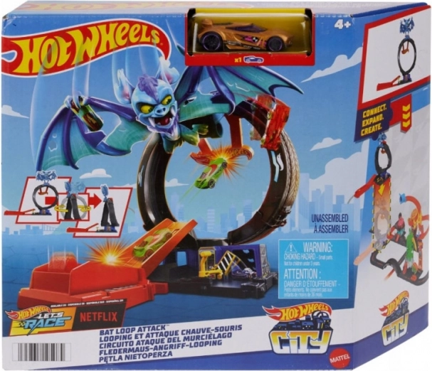 Hot Wheels City šikšnosparnio kilpa „Bat Loop Attack“ + automobilis