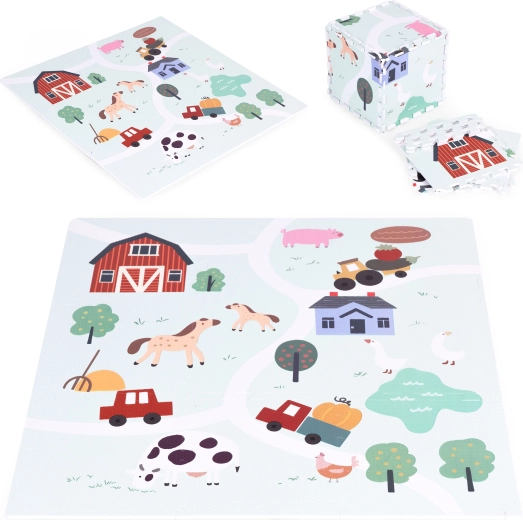 Didelis putų kilimėlis-įdėklas „Farma“ 90,5 × 90,5 cm, 21 dalių ECOTOYS