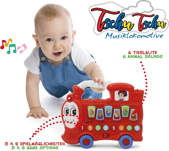Muzikinis traukinukas „Tschu Tschu“, raudonas, Jamara