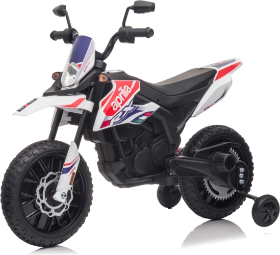 Vaikiškas elektrinis motociklas APRILIA RX baltas