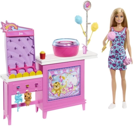 Barbie cukraus vatos kioskas – žaidimų rinkinys su lėle
