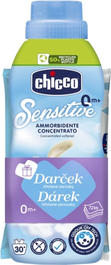 Chicco audinių minkštiklis Baby Sensitive „Saldus pudras“ 750 ml + drėgnos servetėlės 72 vnt. dovanų