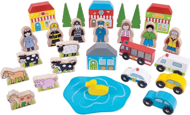 Large accessory set for wooden train sets BIGJIGS RAIL