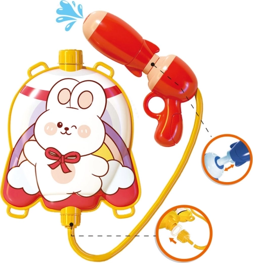 Water pistol with a rabbit-shaped backpack tank