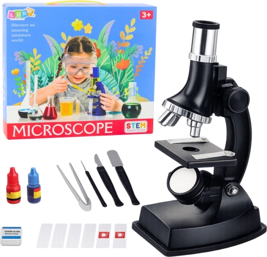 Vaikiškas edukacinis mikroskopas 300× su priedų rinkiniu