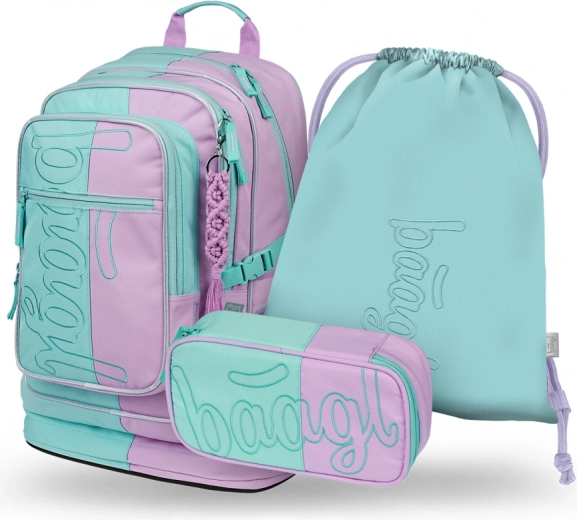 School Set Baagl Cubic Sweet: Backpack, Pencil Case, Shoe Bag