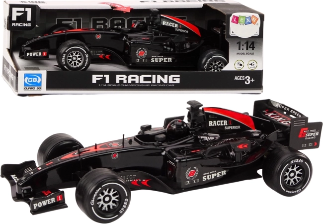 Lenktyninis F1 automobilis su užvedamu pavara 1:14, juodas, šviesos ir garsai