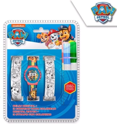 Skaitmeninių laikrodžių ir nuspalvinamų dirželių rinkinys „Paw Patrol“ – 1 vnt.