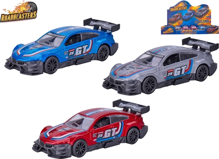 Metal sports car model Roadblasters with pull-back drive 11.5 cm
