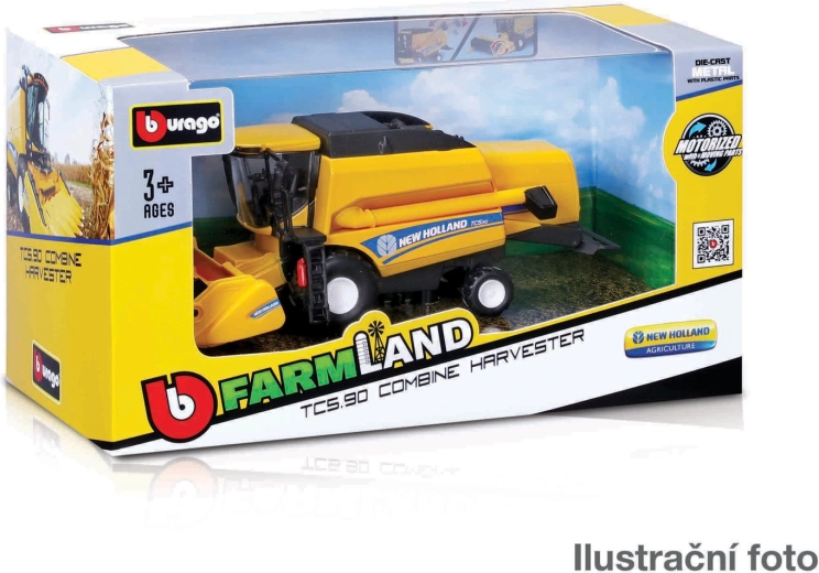 Bburago Farmland kombainas New Holland TC5.90 18 cm – metalinis modelis su priedais
