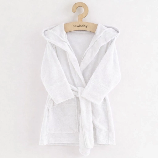 Children's terry bathrobe with hood New Baby, white