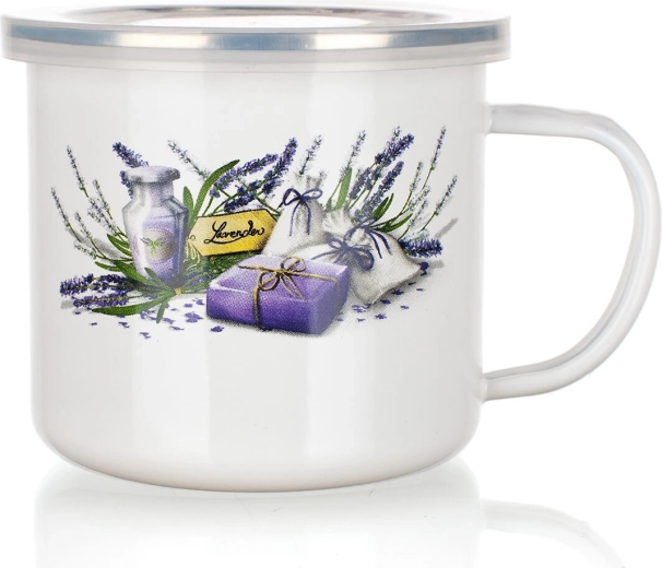 Emaliuotas puodelis su dangteliu Lavender 0,5 l