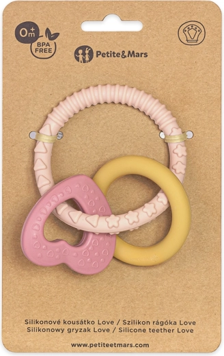 PETITE&MARS silikoninis kramtukas Love cute pink 0m+