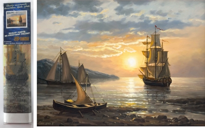 Deimantinė mozaika – burlaivis 30 × 40 cm