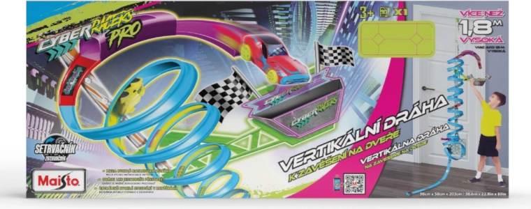 Maisto Cyber Racers vertikali lenktynių trasa ant durų su automobiliuku