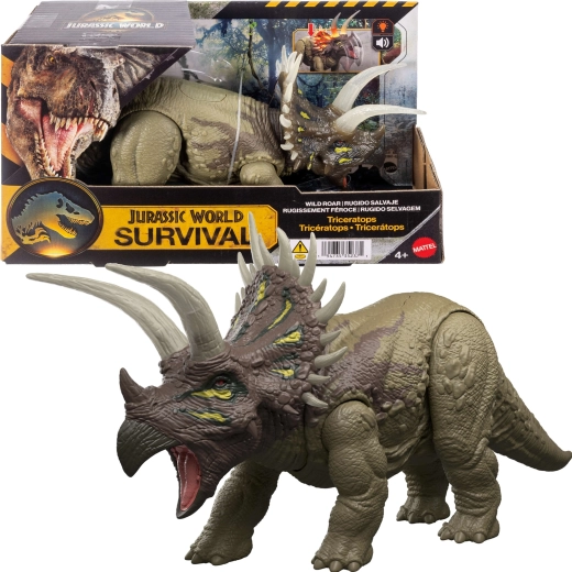 Mattel Jurassic World išgyvenimo triceratopsas su apšvietimu ir garsu