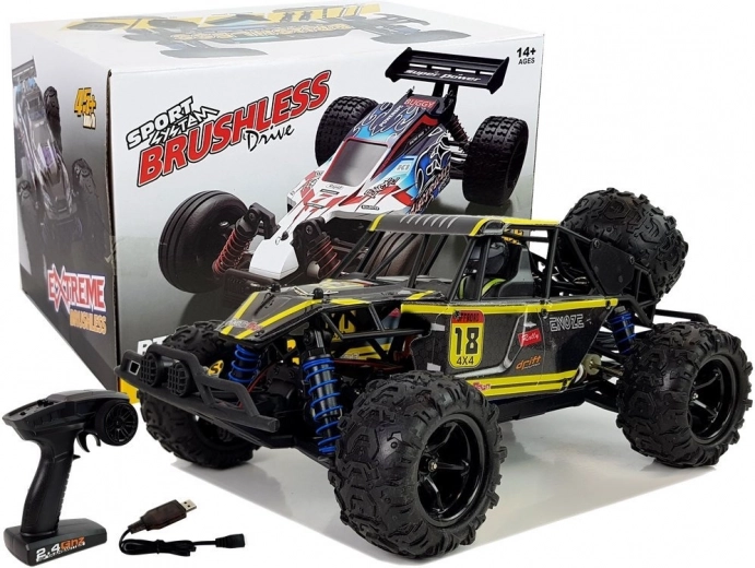 Bekelės RC bagis 1:18 geltonas 4x4 iki 45 km/h