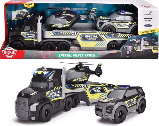 Dickie Toys SOS tow truck with platform and rescue vehicles