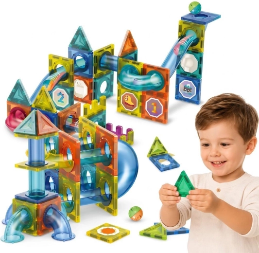 WOOPIE Magnetic 3D Marble Run Construction Set, 42 Pieces