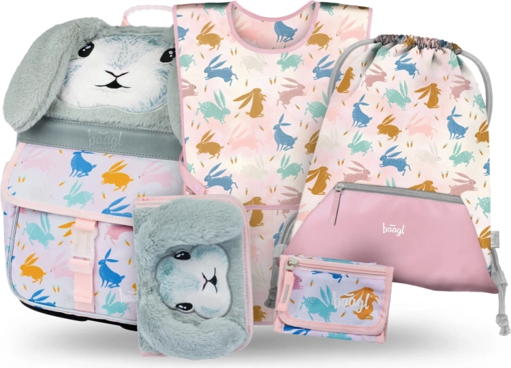 Mokyklinis rinkinys 5 viename BAAGL Zippy Bunny – kuprinė, penalas, maišelis, prijuostė ir piniginė