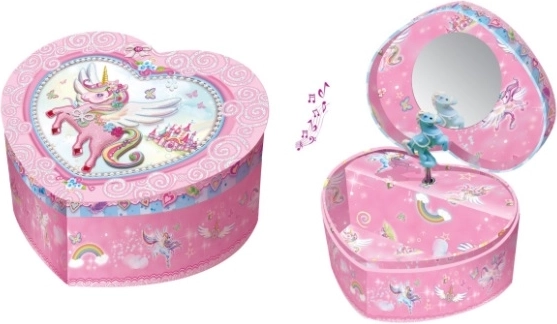 Heart-Shaped Musical Jewelry Box with Unicorn